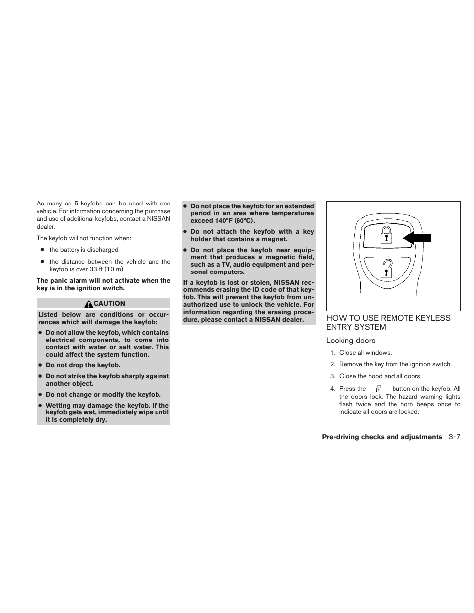 How to use remote keyless entry system -7 | NISSAN 2010 Frontier User Manual | Page 153 / 373