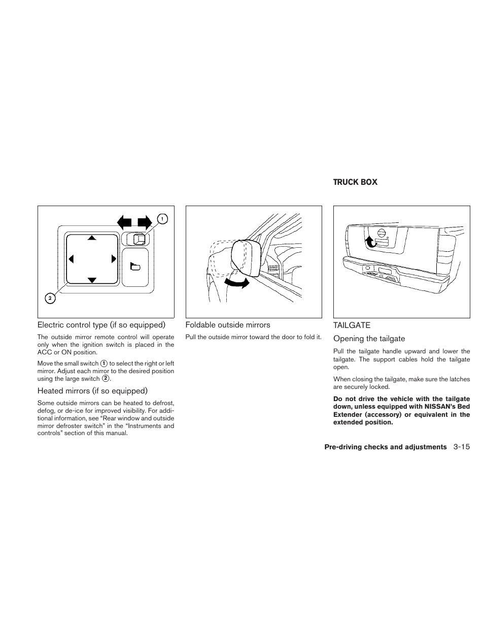 Truck box -15, Tailgate -15 | NISSAN 2010 Frontier User Manual | Page 161 / 373