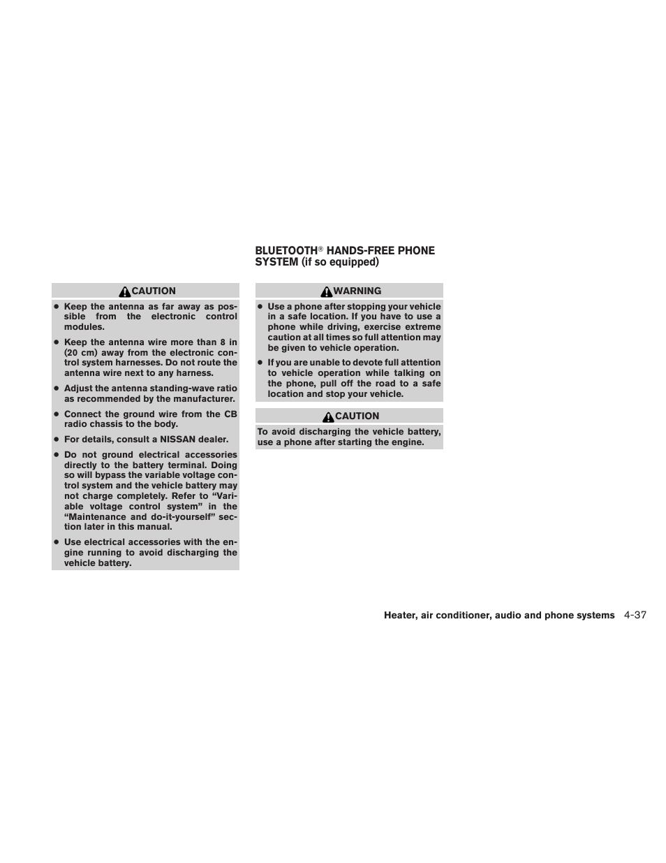 Bluetooth, Hands-free phone system, If so equipped) -37 | NISSAN 2010 Frontier User Manual | Page 203 / 373