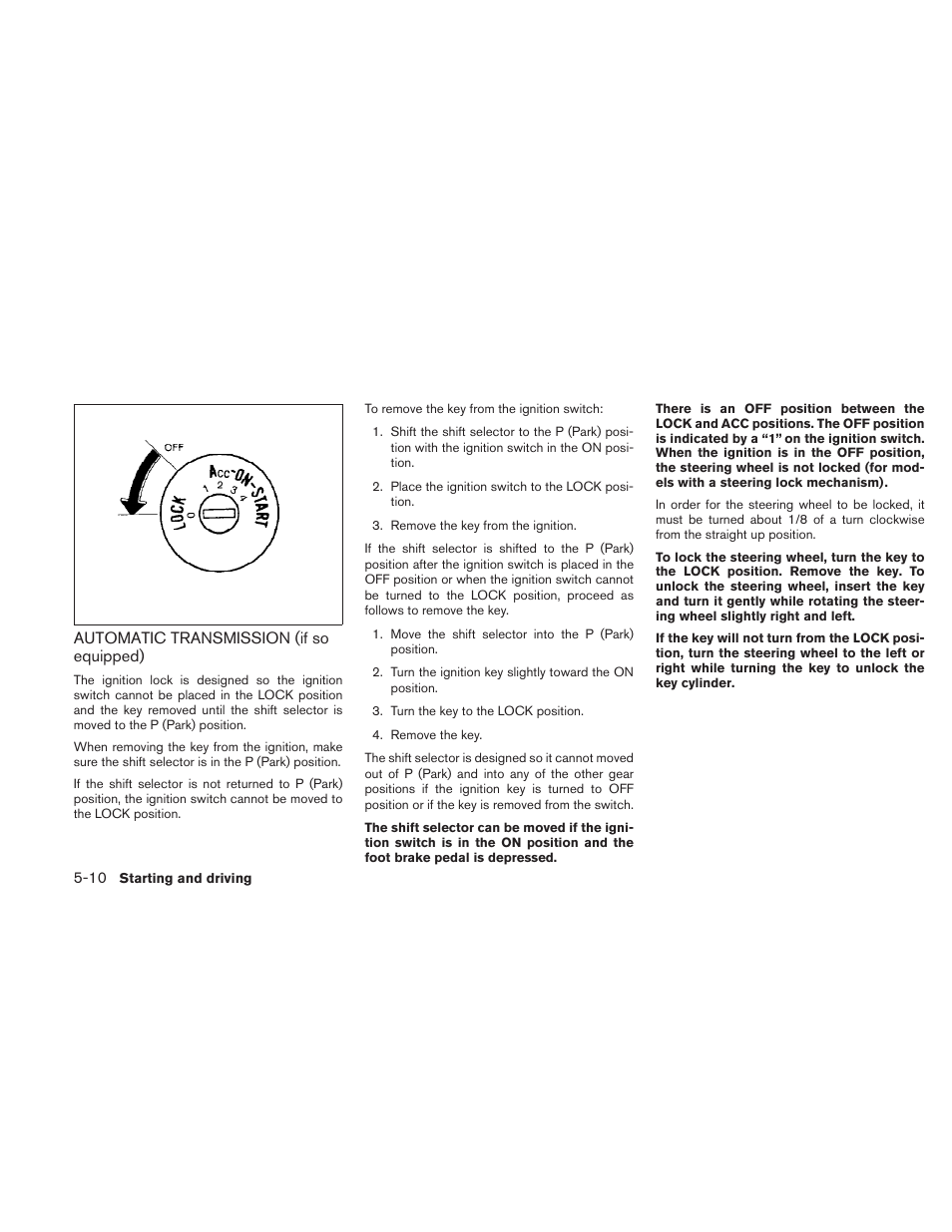 Automatic transmission (if so equipped) -10 | NISSAN 2010 Frontier User Manual | Page 228 / 373