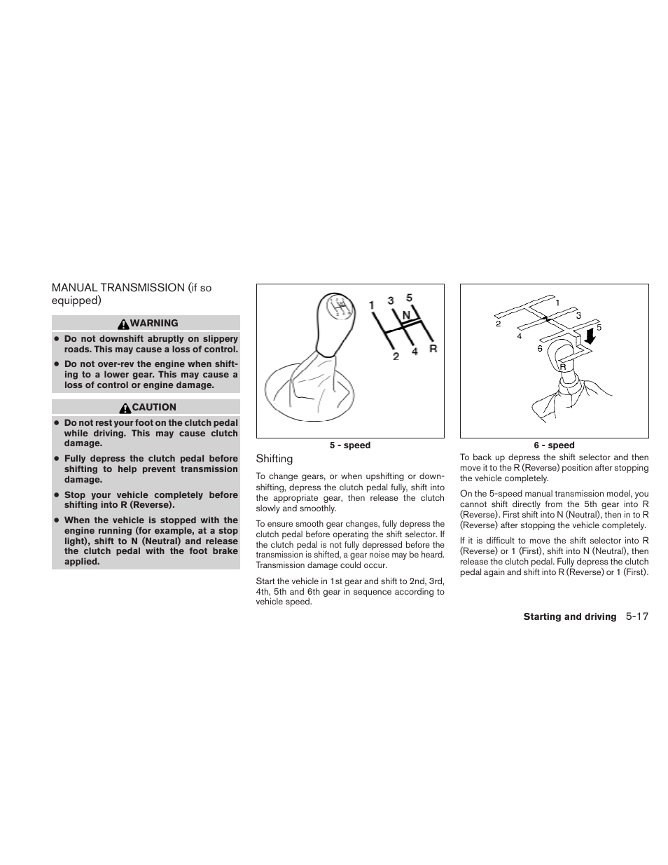 Manual transmission (if so equipped) -17 | NISSAN 2010 Frontier User Manual | Page 235 / 373