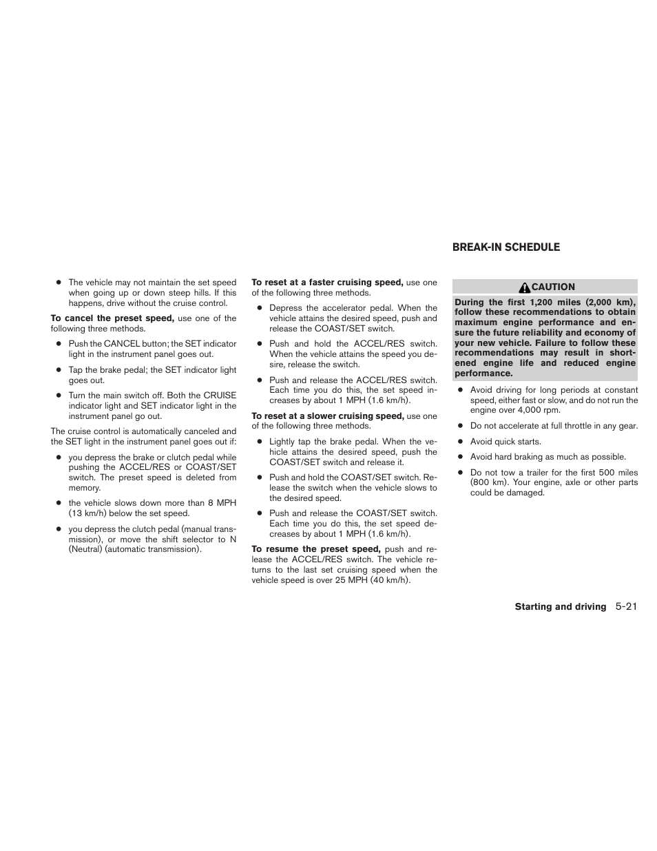 Break-in schedule -21 | NISSAN 2010 Frontier User Manual | Page 239 / 373