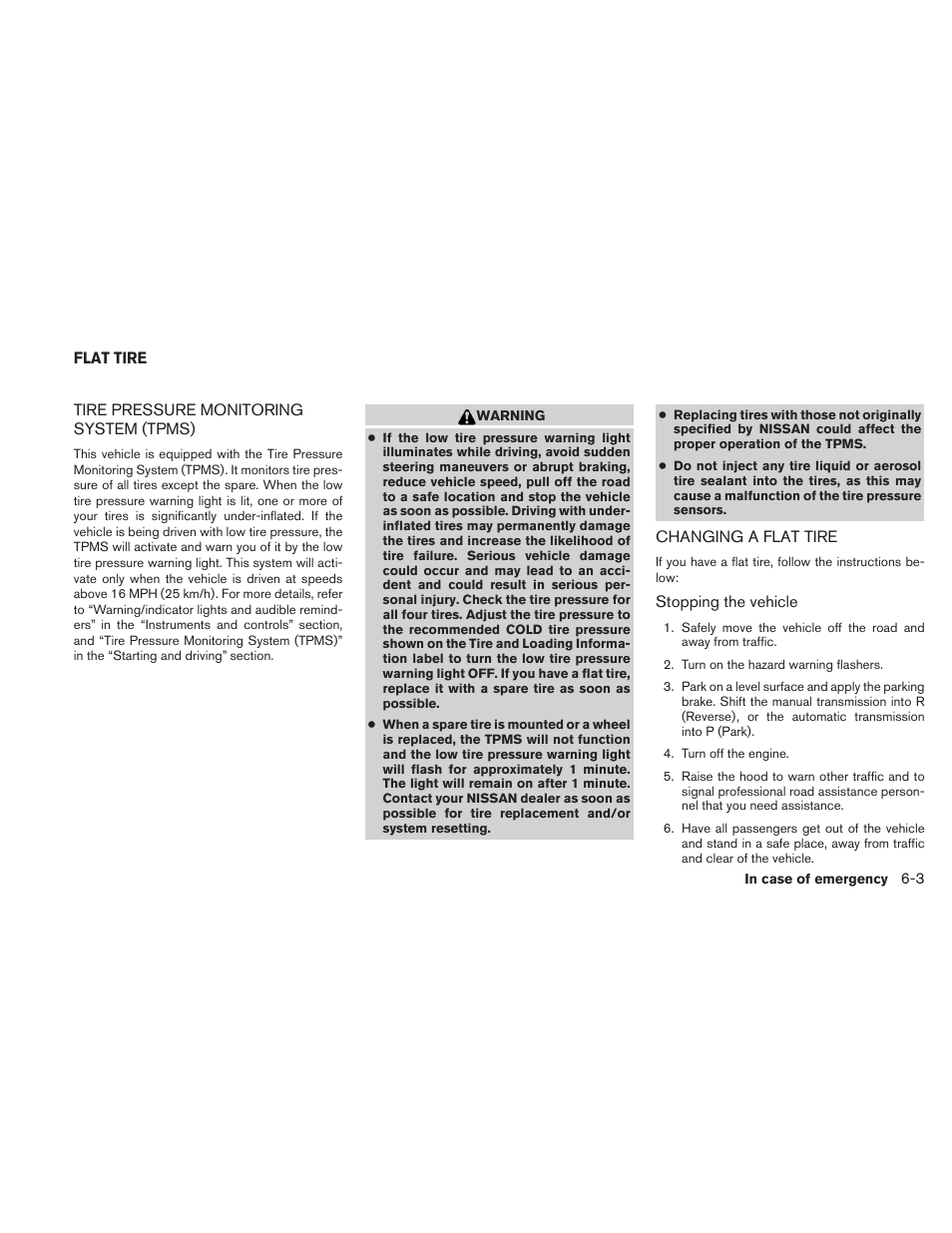 Flat tire -3 | NISSAN 2010 Frontier User Manual | Page 261 / 373