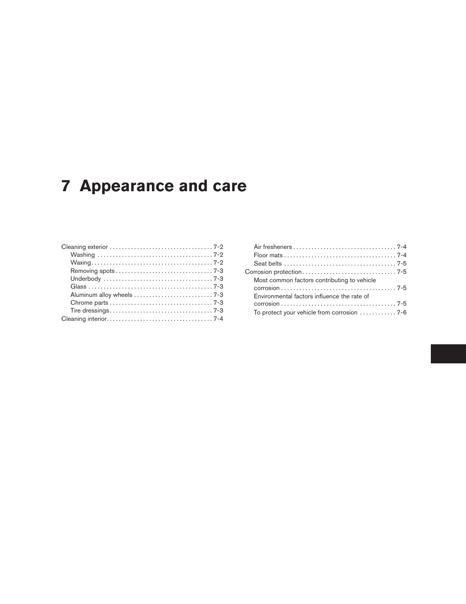 Appearance and care, 7 appearance and care | NISSAN 2010 Frontier User Manual | Page 275 / 373