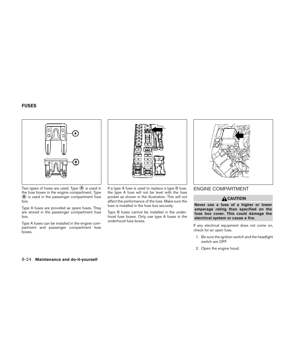 Fuses -24, Engine compartment -24 | NISSAN 2010 Frontier User Manual | Page 304 / 373
