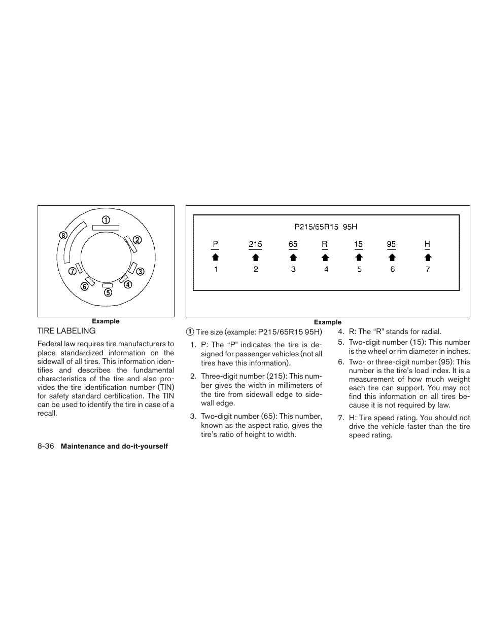 Tire labeling -36 | NISSAN 2010 Frontier User Manual | Page 316 / 373