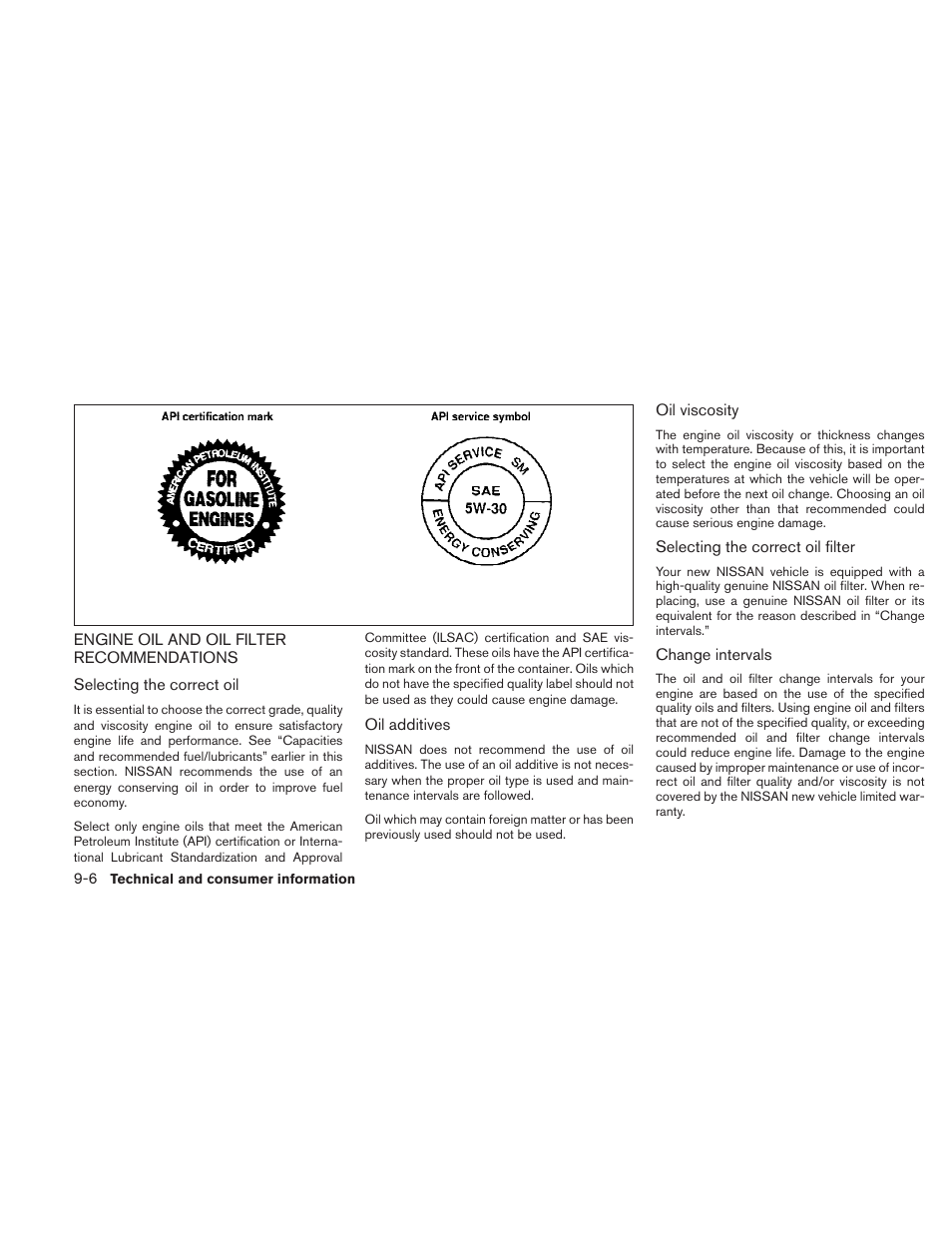 Engine oil and oil filter recommendations -6 | NISSAN 2010 Frontier User Manual | Page 330 / 373