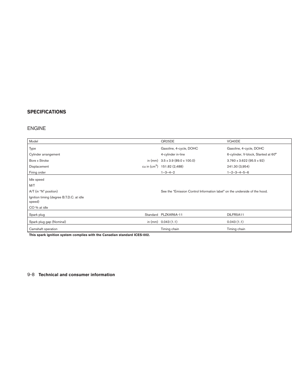 Specifications -8, Engine -8, Engine | Specifications | NISSAN 2010 Frontier User Manual | Page 332 / 373