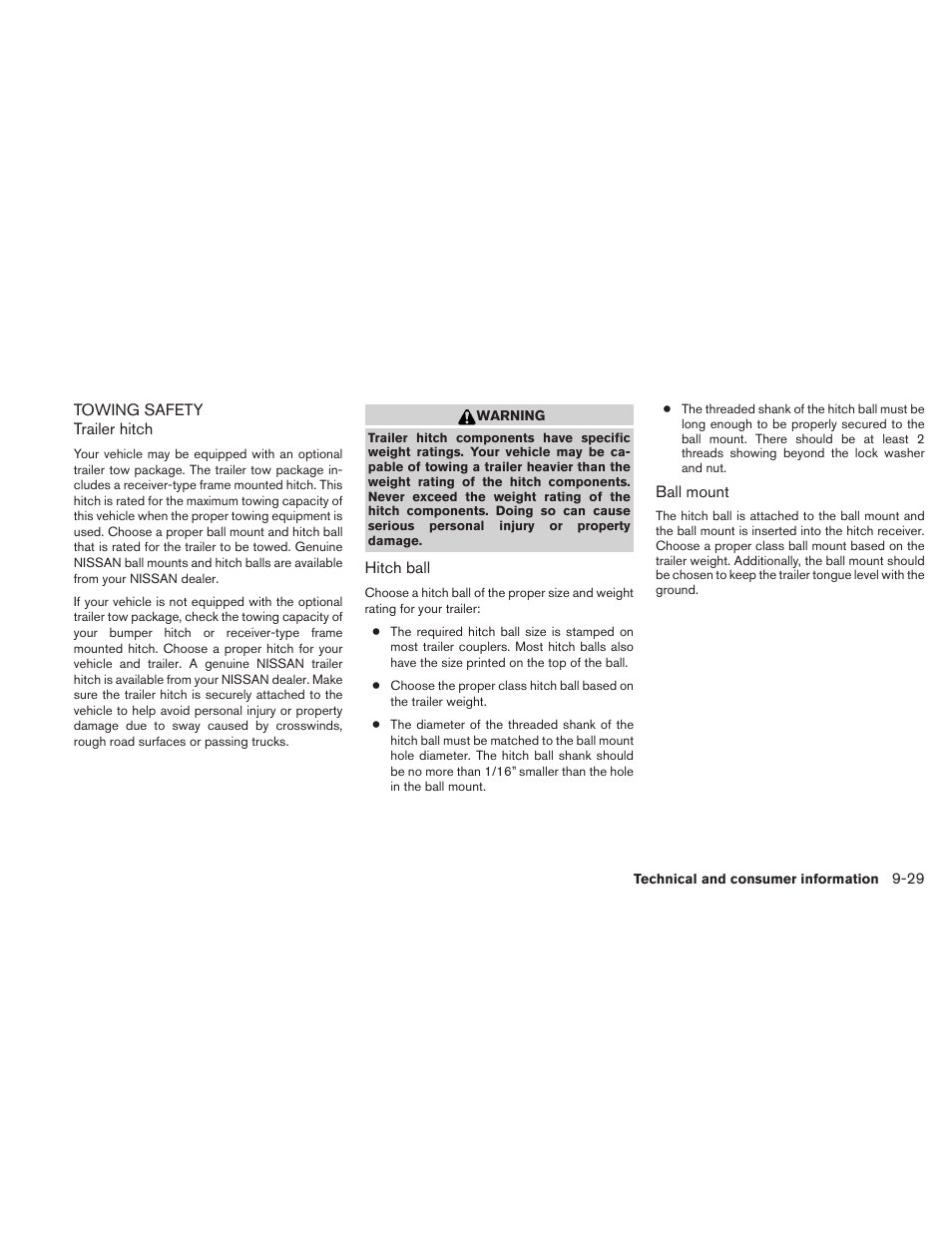 Towing safety -29 | NISSAN 2010 Frontier User Manual | Page 353 / 373