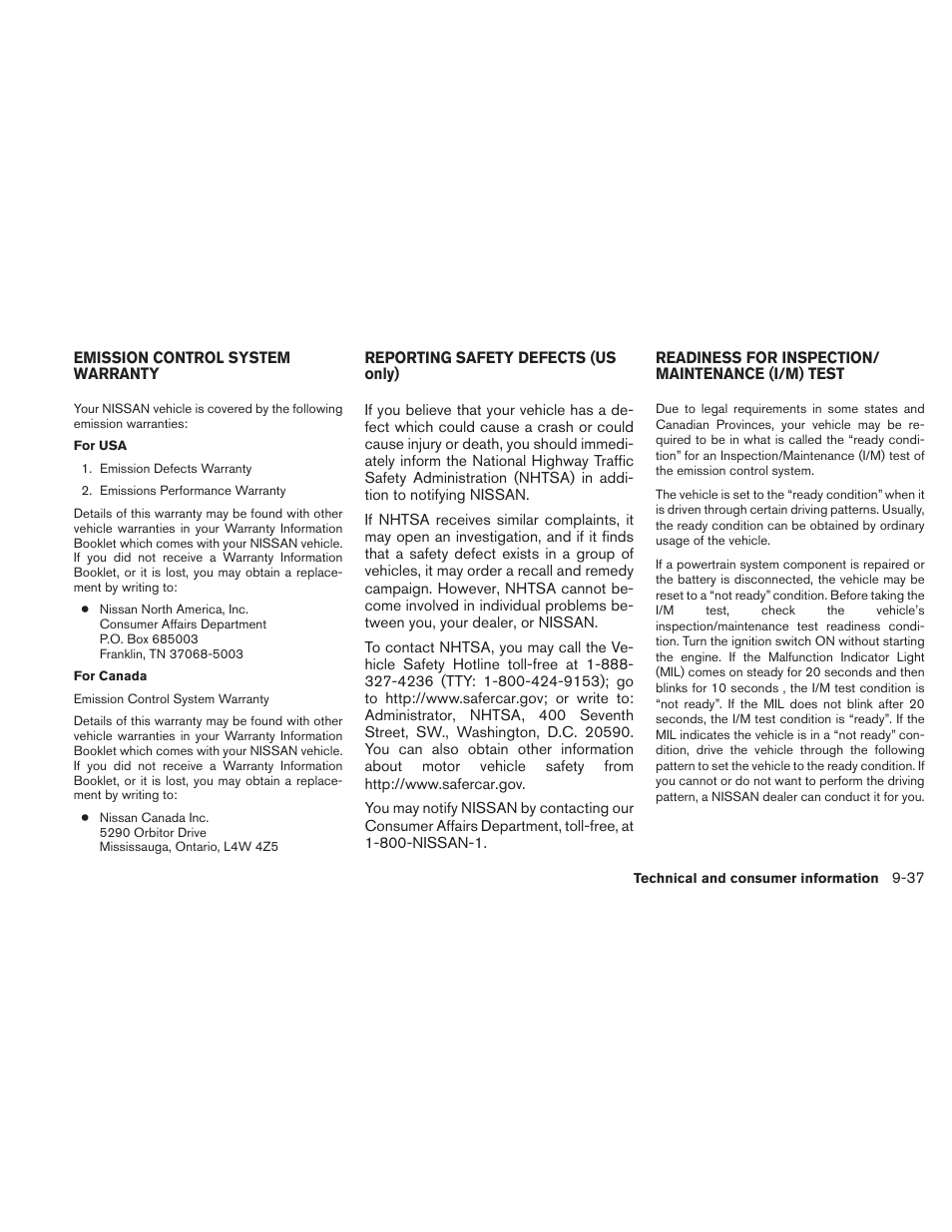 NISSAN 2010 Frontier User Manual | Page 361 / 373