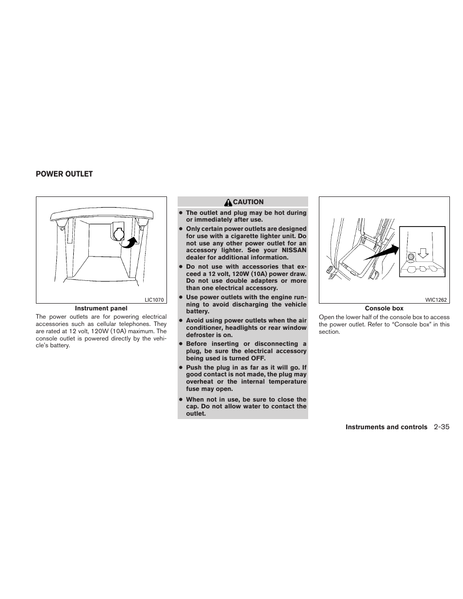 Power outlet -35 | NISSAN 2010 Altima User Manual | Page 112 / 438