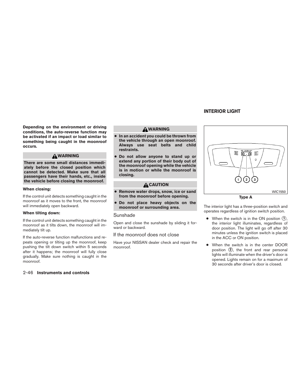 Interior light -46 | NISSAN 2010 Altima User Manual | Page 123 / 438