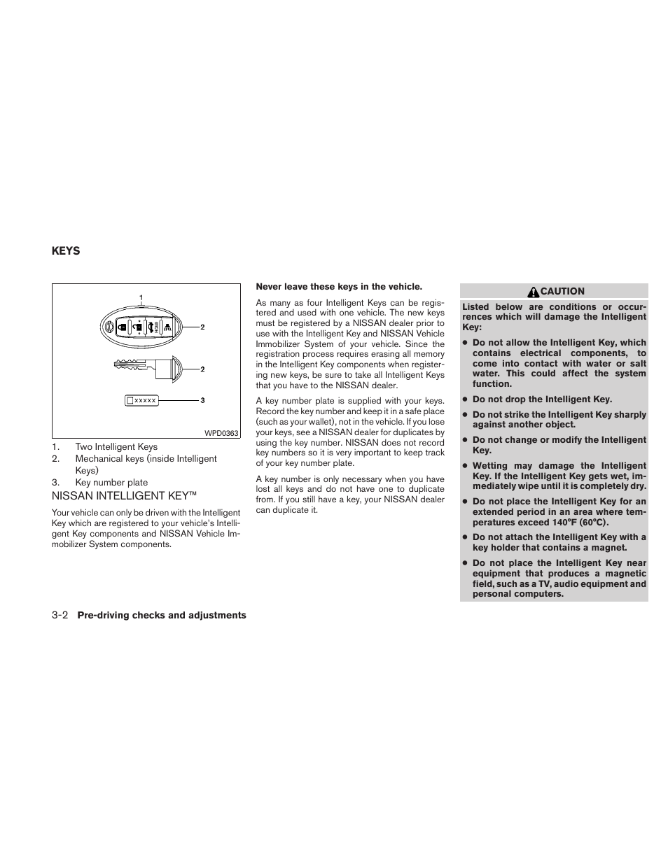 Keys -2, Nissan intelligent key™ -2 | NISSAN 2010 Altima User Manual | Page 131 / 438