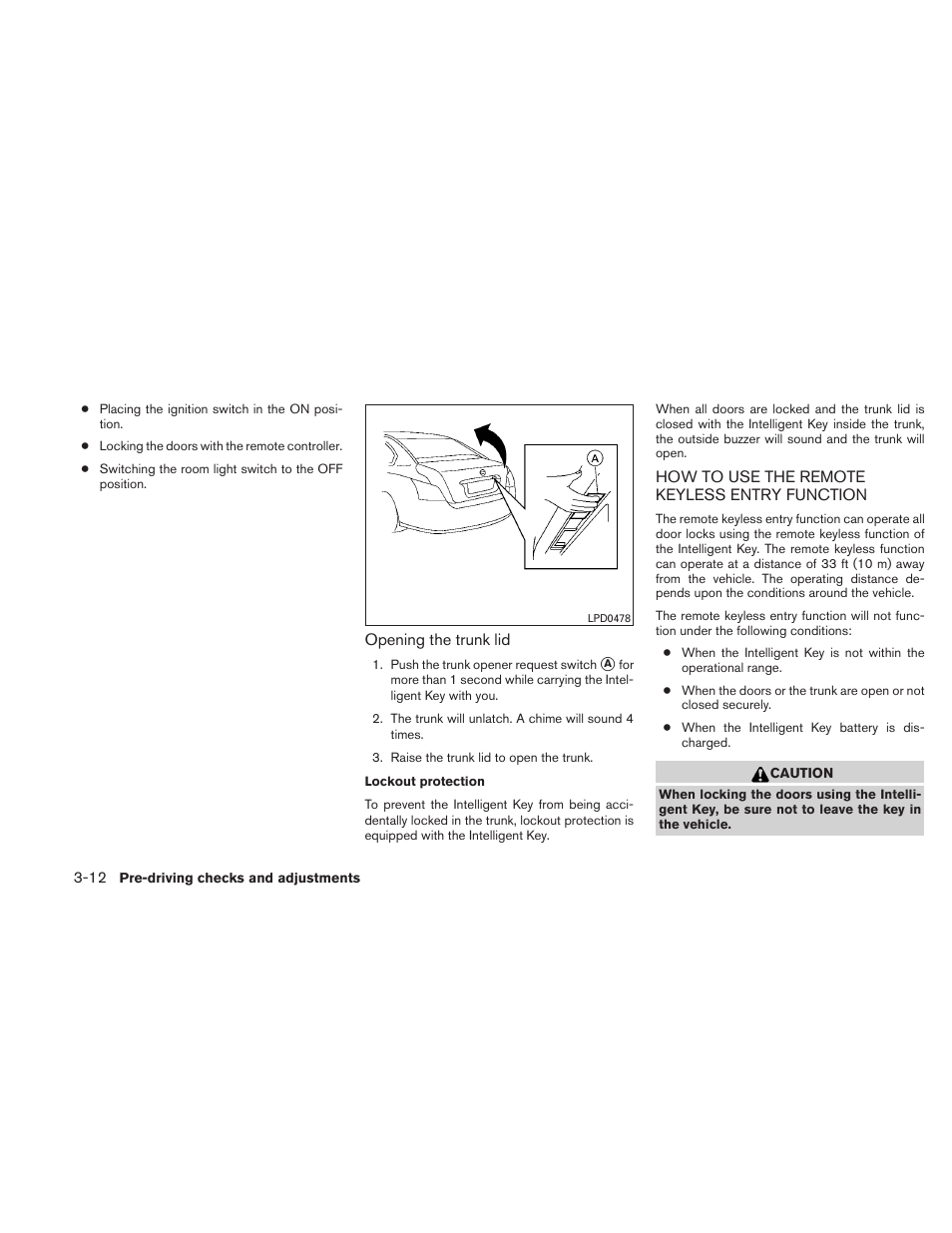 How to use the remote keyless entry function -12 | NISSAN 2010 Altima User Manual | Page 141 / 438