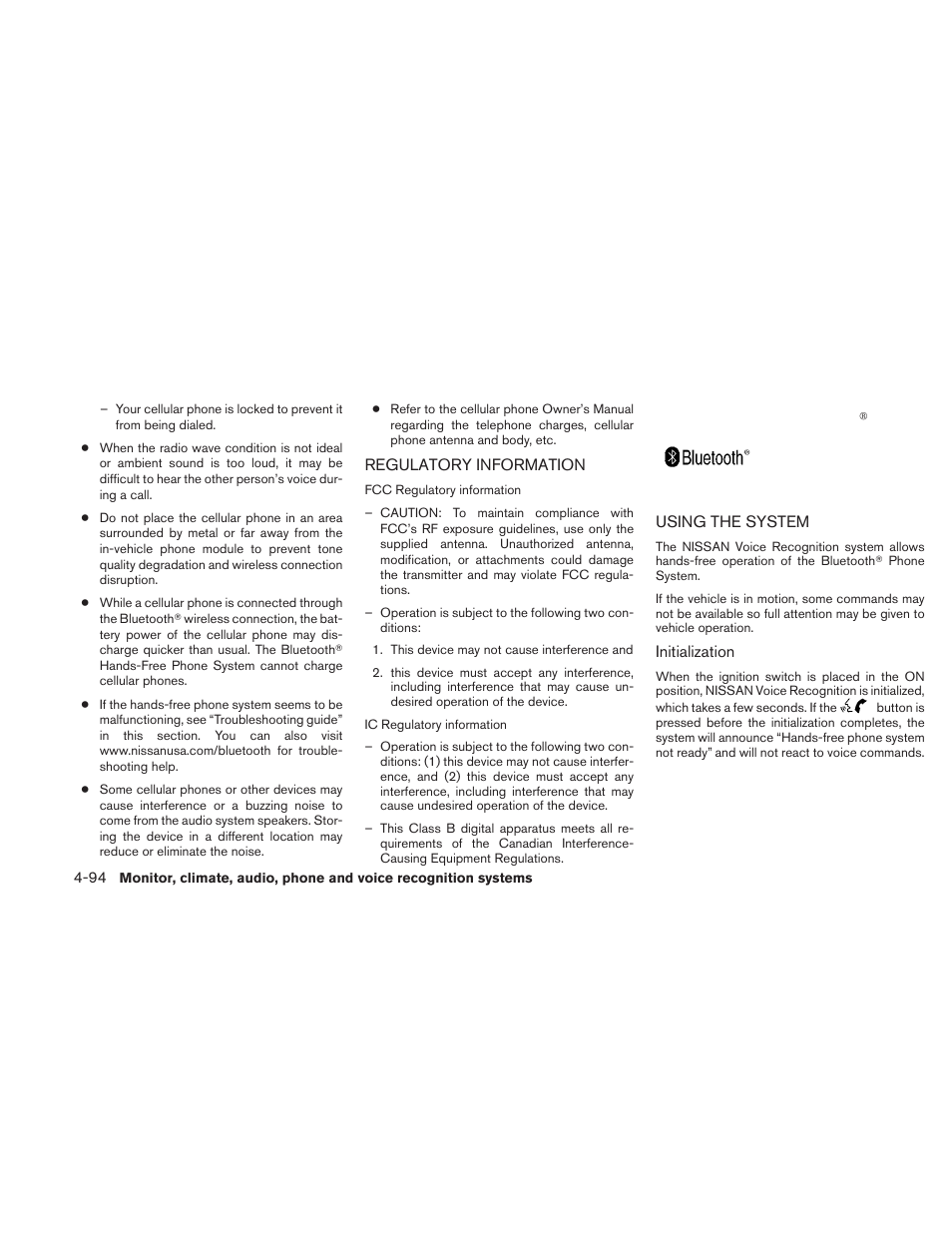 Regulatory information -94 using the system -94 | NISSAN 2010 Altima User Manual | Page 255 / 438