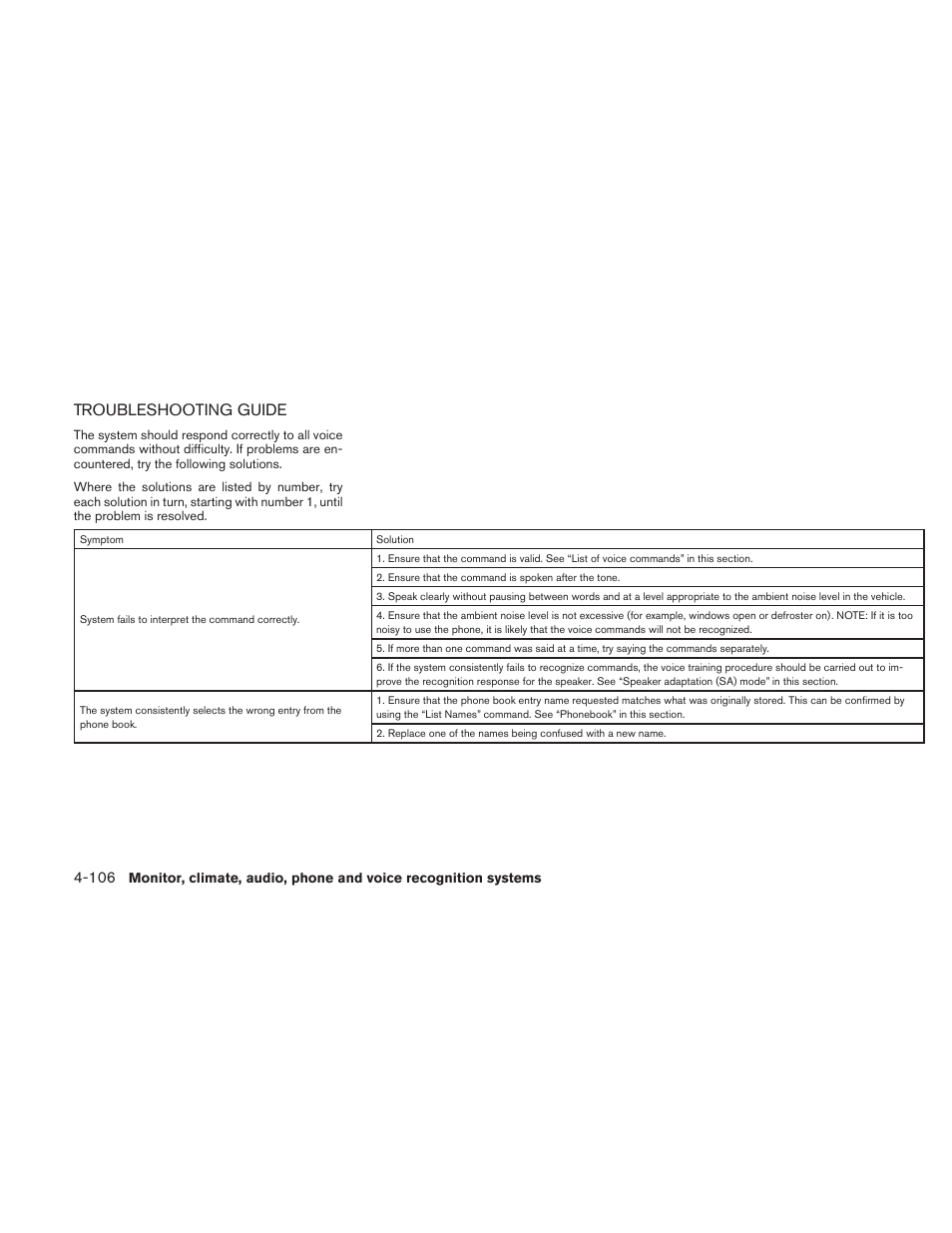 Troubleshooting guide -106, Troubleshooting guide | NISSAN 2010 Altima User Manual | Page 267 / 438