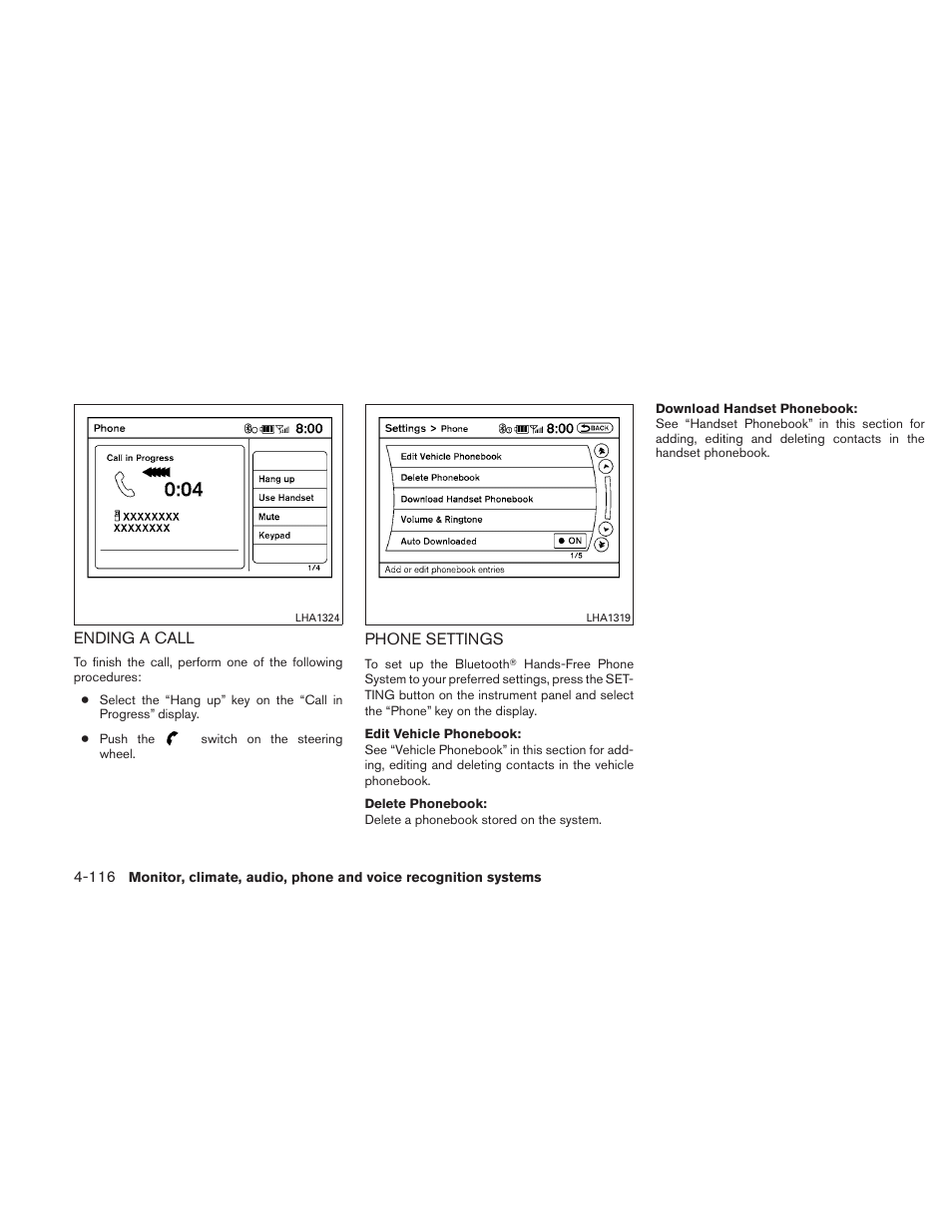 Ending a call -116 phone settings -116 | NISSAN 2010 Altima User Manual | Page 277 / 438