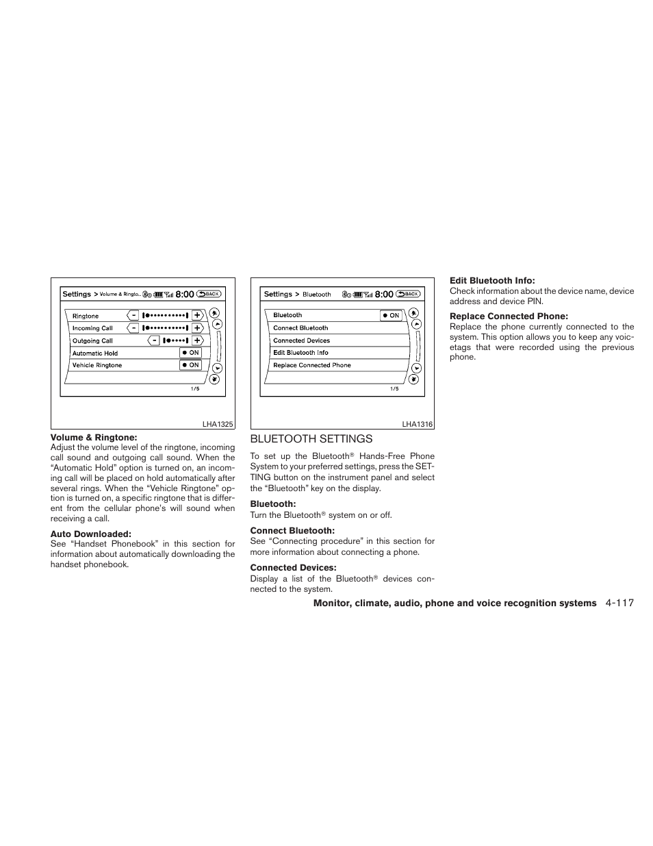 Bluetooth settings -117 | NISSAN 2010 Altima User Manual | Page 278 / 438