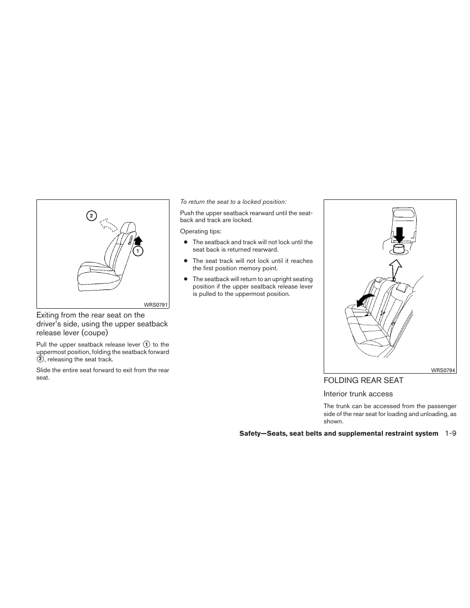 Folding rear seat -9 | NISSAN 2010 Altima User Manual | Page 28 / 438