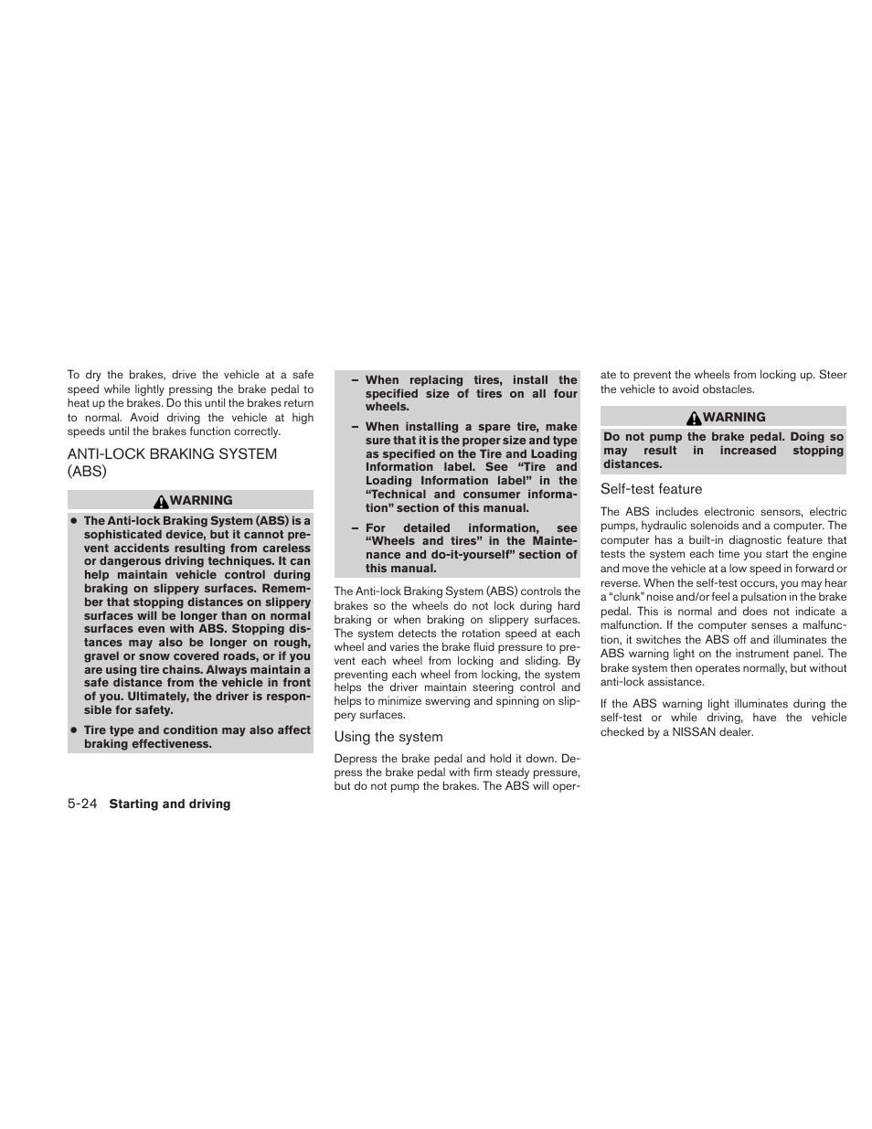 Anti-lock braking system (abs) -24 | NISSAN 2010 Altima User Manual | Page 327 / 438