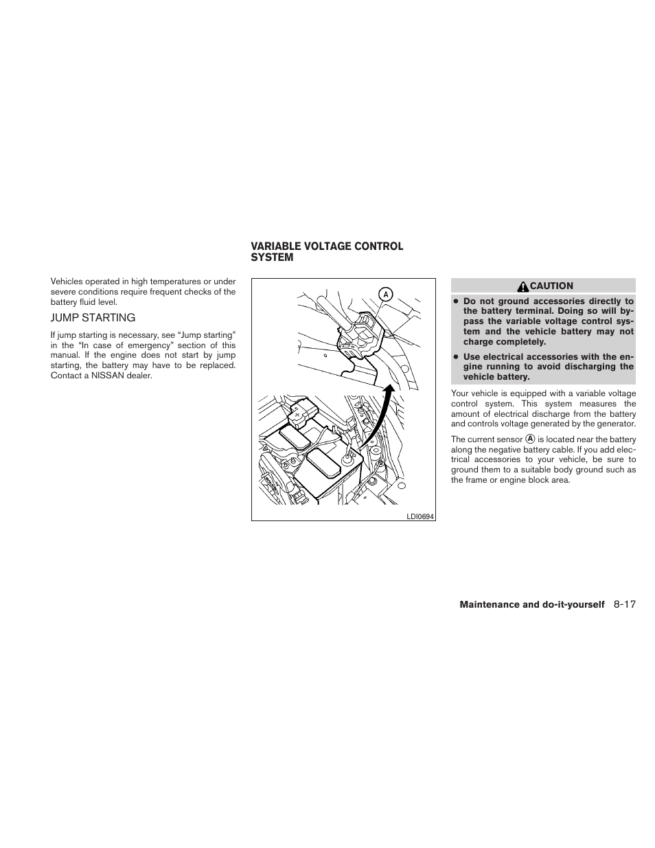 Jump starting -17, Variable voltage control system -17 | NISSAN 2010 Altima User Manual | Page 370 / 438