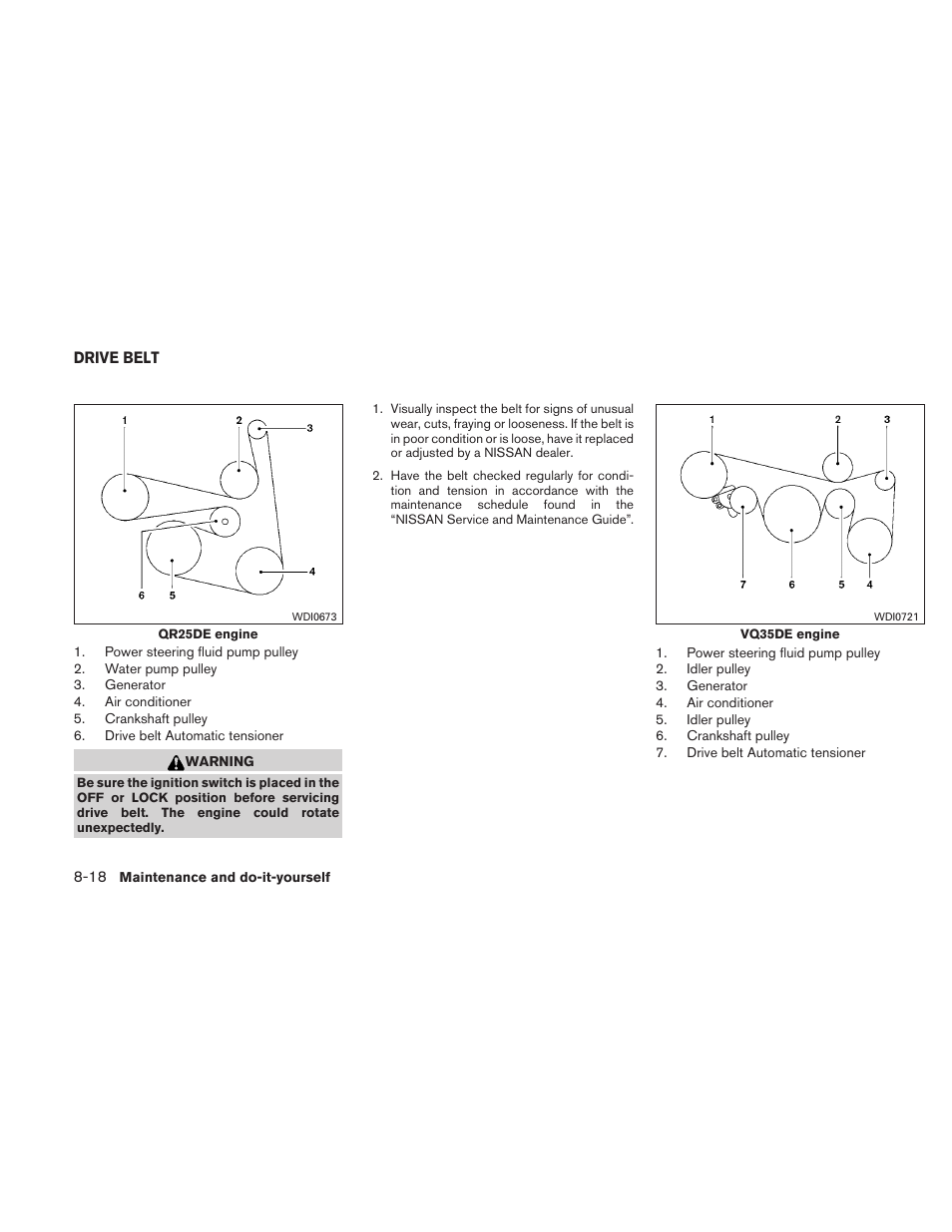 Drive belt -18 | NISSAN 2010 Altima User Manual | Page 371 / 438