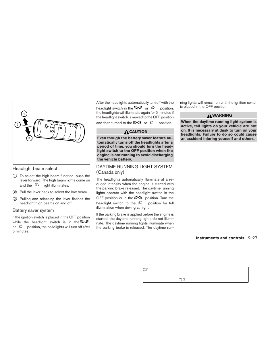 Daytime running light system (canada only) -27 | NISSAN 2009 Xterra User Manual | Page 103 / 336