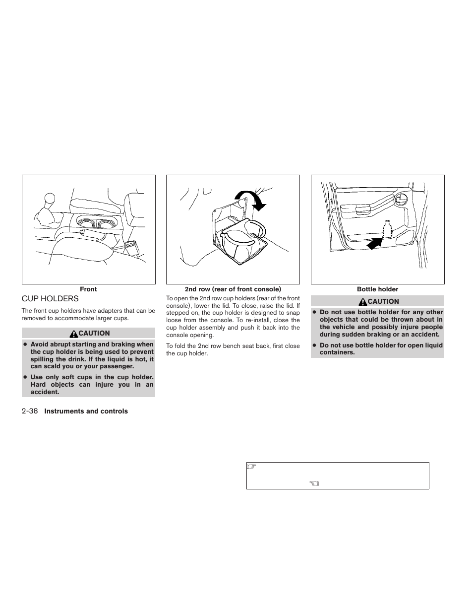 Cup holders -38 | NISSAN 2009 Xterra User Manual | Page 114 / 336