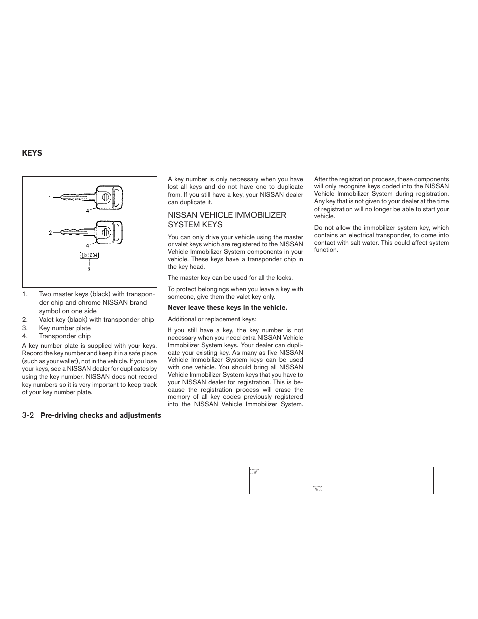 Keys -2, Nissan vehicle immobilizer system keys -2 | NISSAN 2009 Xterra User Manual | Page 126 / 336
