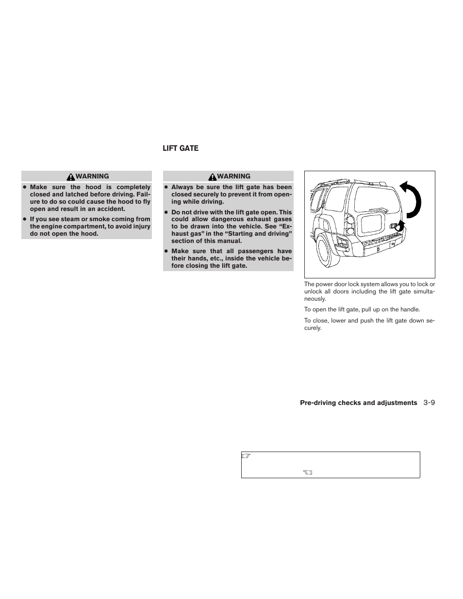 Lift gate -9 | NISSAN 2009 Xterra User Manual | Page 133 / 336