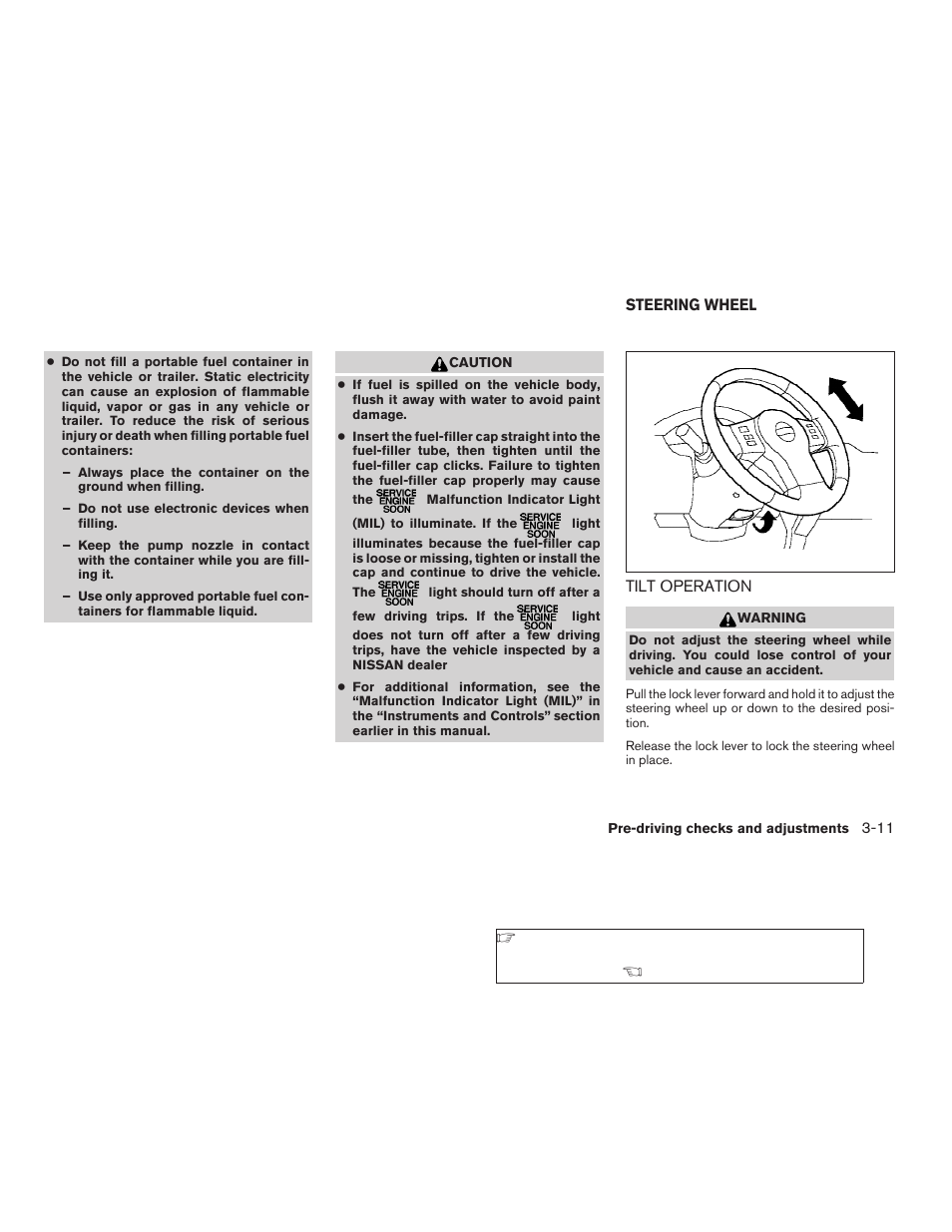 Steering wheel -11, Tilt operation -11 | NISSAN 2009 Xterra User Manual | Page 135 / 336