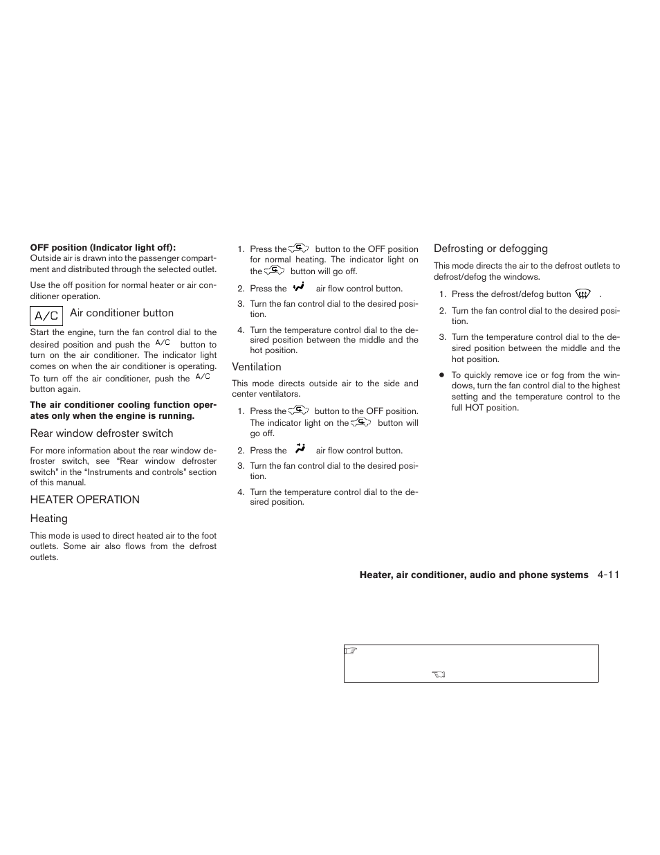 Heater operation -11 | NISSAN 2009 Xterra User Manual | Page 149 / 336