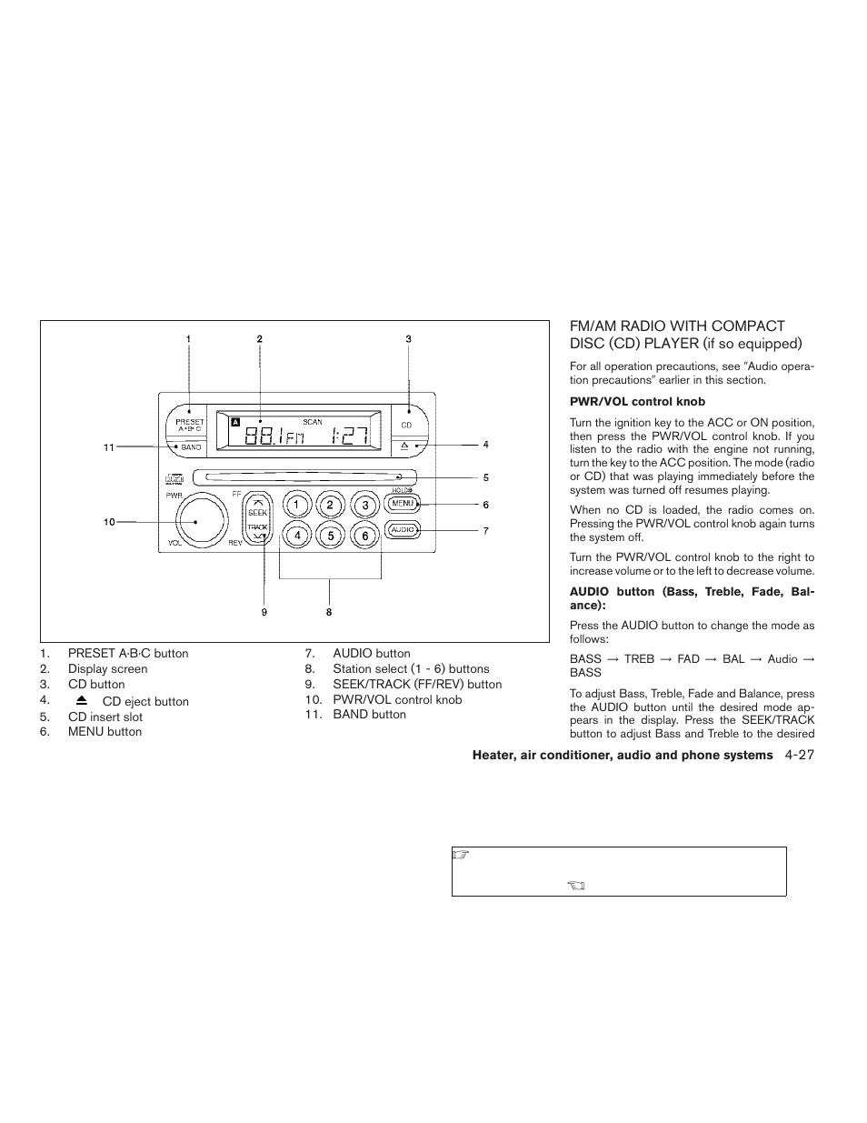 Fm/am radio with compact disc (cd) player, If so equipped) -27 | NISSAN 2009 Xterra User Manual | Page 165 / 336