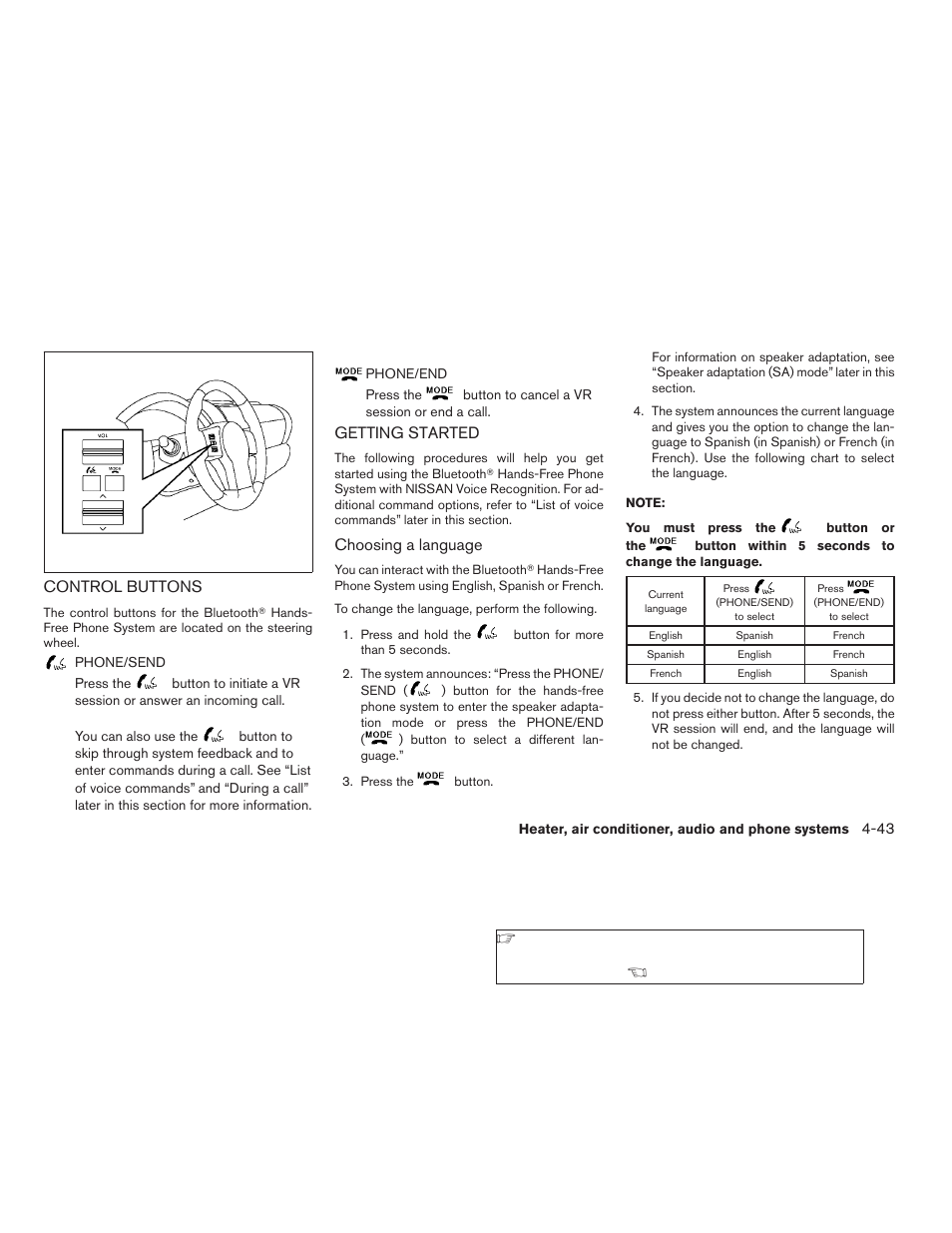 Control buttons -43 getting started -43 | NISSAN 2009 Xterra User Manual | Page 181 / 336