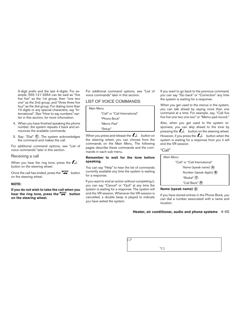 List of voice commands -45 | NISSAN 2009 Xterra User Manual | Page 183 / 336
