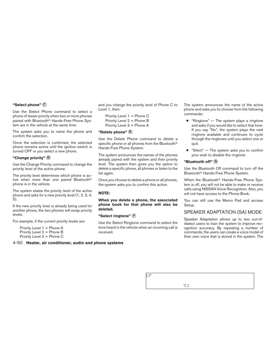 Speaker adaptation (sa) mode -50 | NISSAN 2009 Xterra User Manual | Page 188 / 336