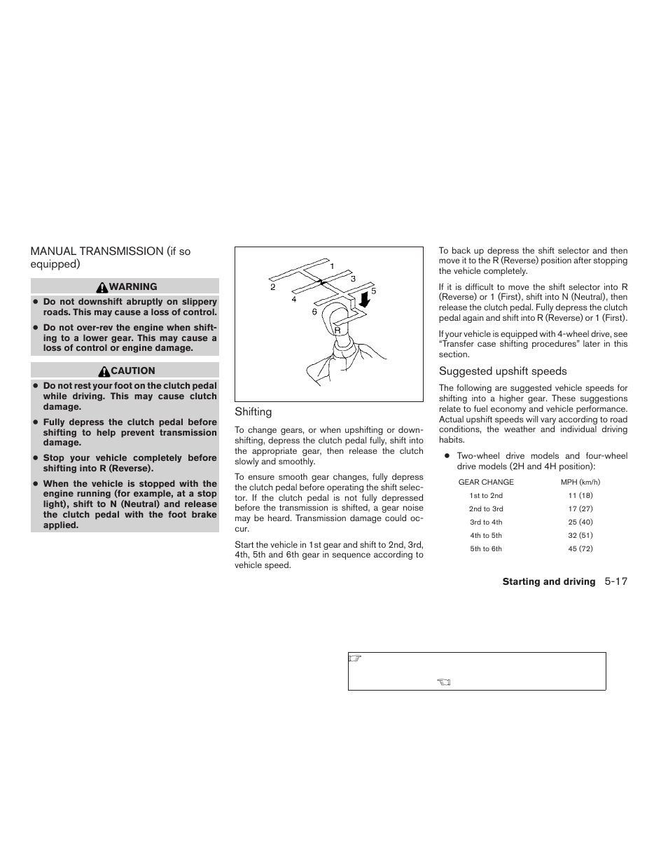 Manual transmission (if so equipped) -17 | NISSAN 2009 Xterra User Manual | Page 209 / 336