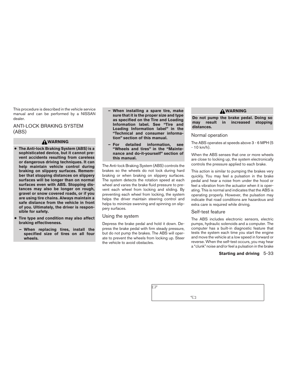 Anti-lock braking system (abs) -33 | NISSAN 2009 Xterra User Manual | Page 225 / 336