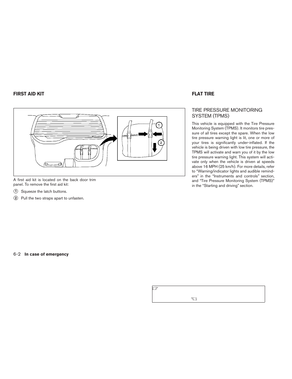 First aid kit -2 flat tire -2, Tire pressure monitoring system (tpms) -2 | NISSAN 2009 Xterra User Manual | Page 234 / 336
