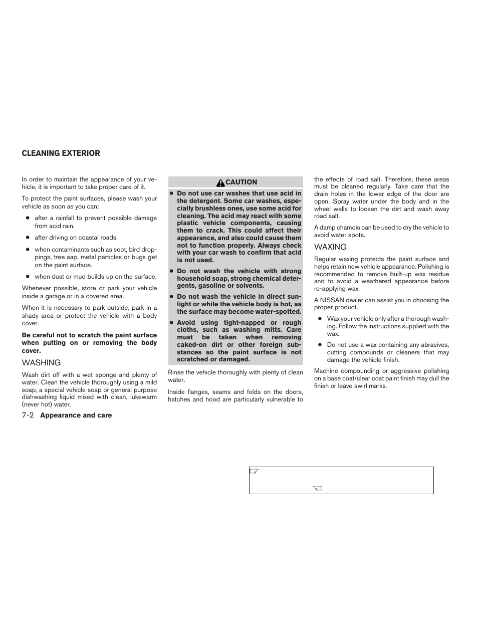 Cleaning exterior -2, Washing -2 waxing -2 | NISSAN 2009 Xterra User Manual | Page 248 / 336