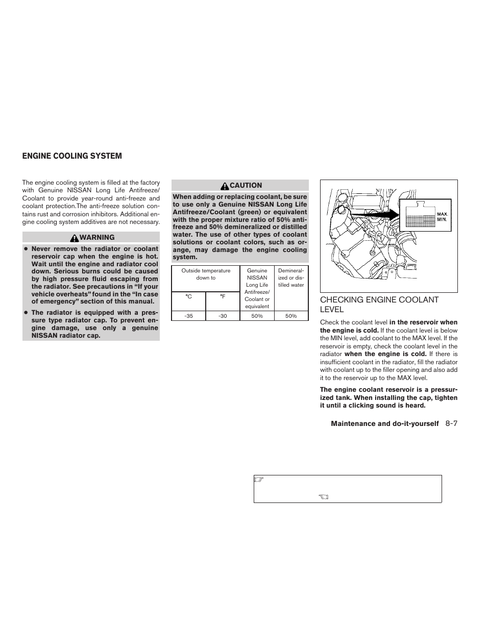 Engine cooling system -7, Checking engine coolant level -7 | NISSAN 2009 Xterra User Manual | Page 259 / 336
