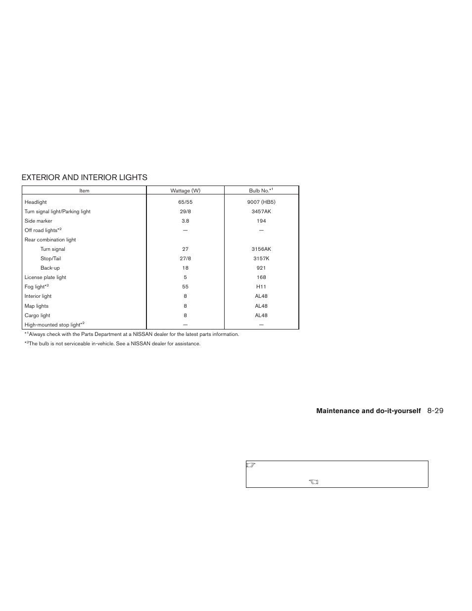 Exterior and interior lights -29, Exterior and interior lights | NISSAN 2009 Xterra User Manual | Page 281 / 336