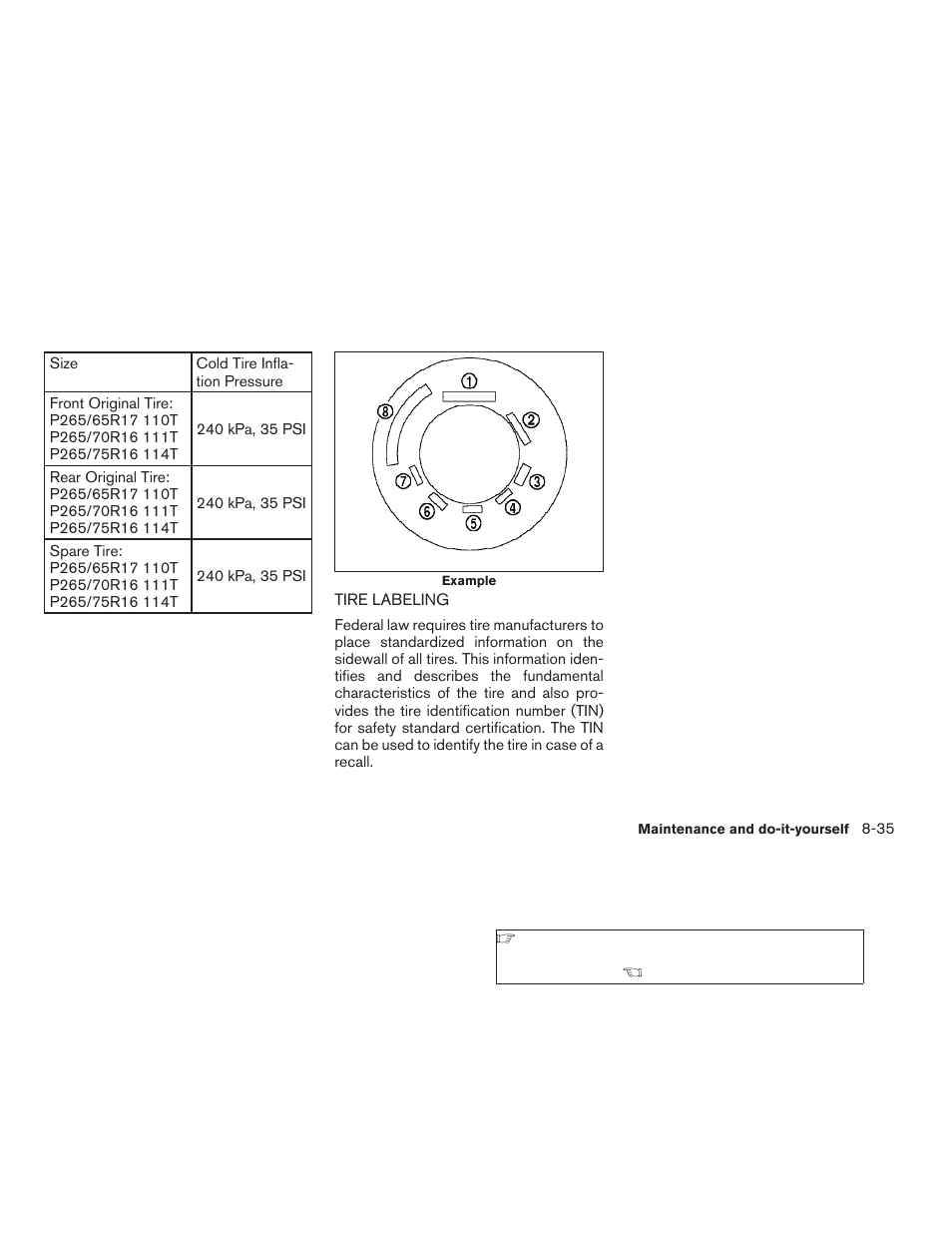 Tire labeling -35 | NISSAN 2009 Xterra User Manual | Page 287 / 336