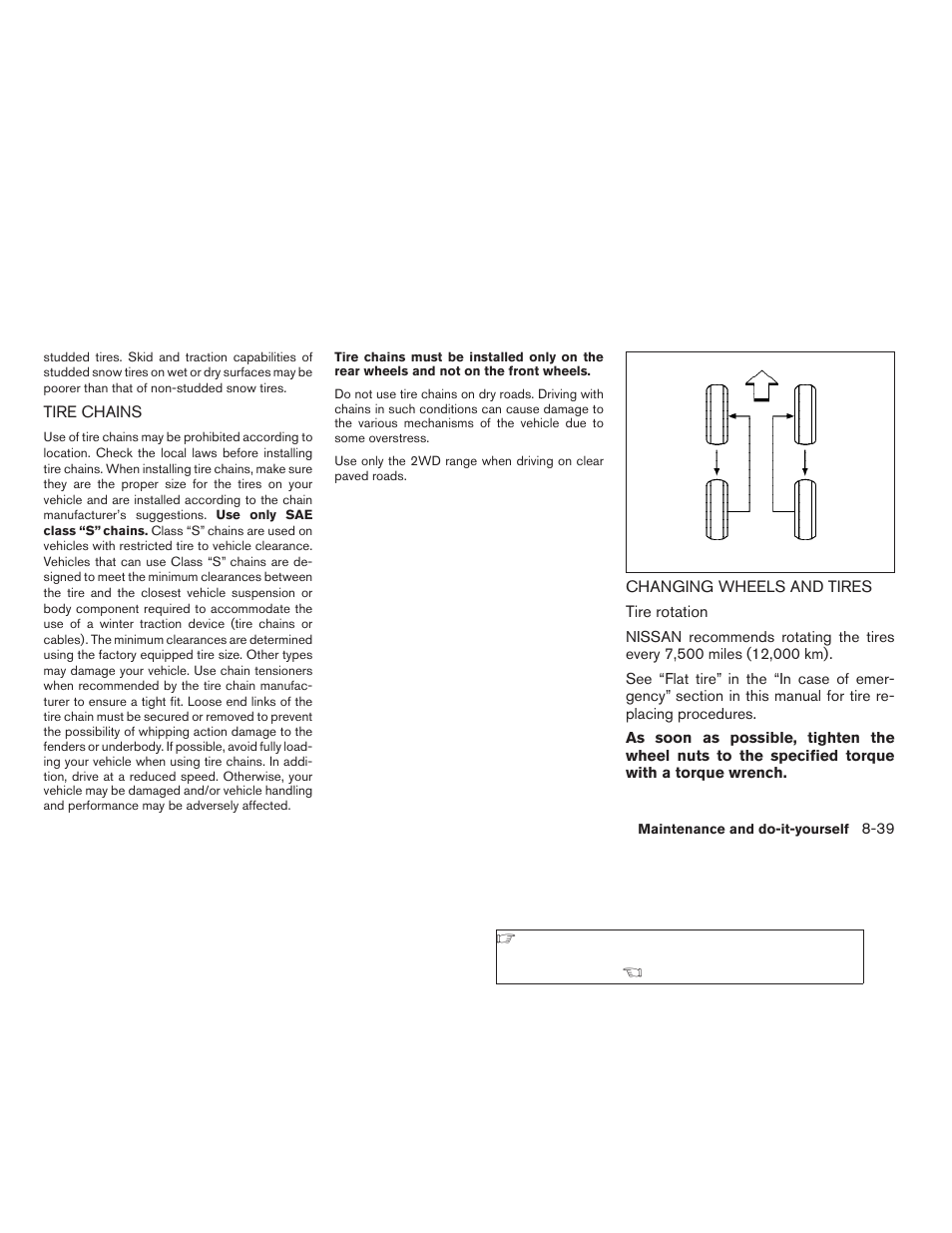 Tire chains -39 changing wheels and tires -39 | NISSAN 2009 Xterra User Manual | Page 291 / 336
