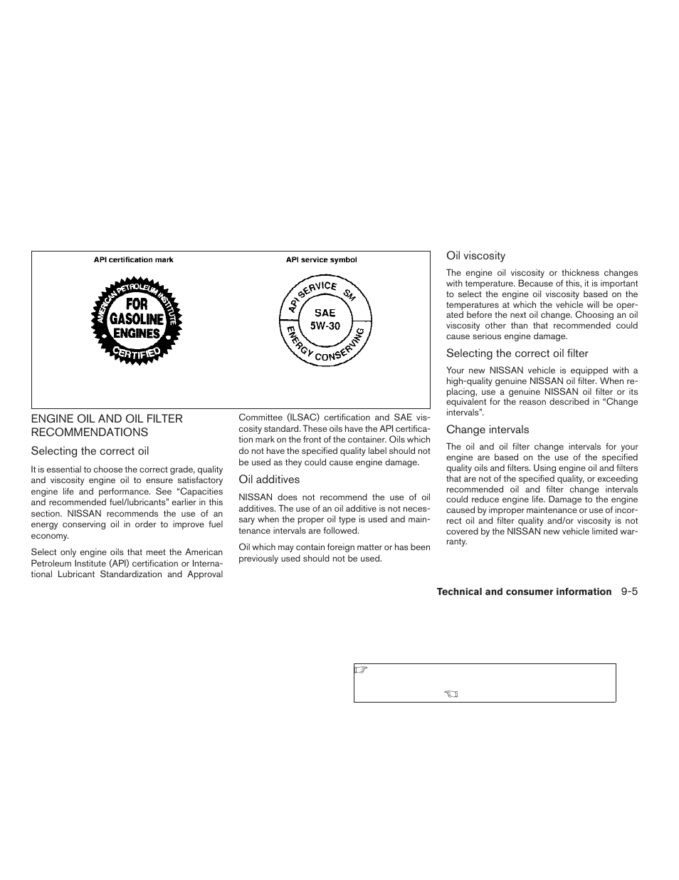 Engine oil and oil filter recommendations -5 | NISSAN 2009 Xterra User Manual | Page 299 / 336