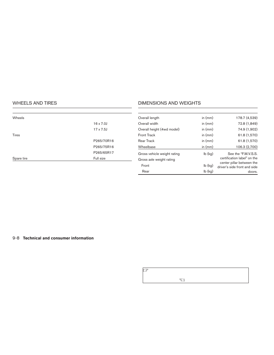 Wheels and tires -8 dimensions and weights -8 | NISSAN 2009 Xterra User Manual | Page 302 / 336