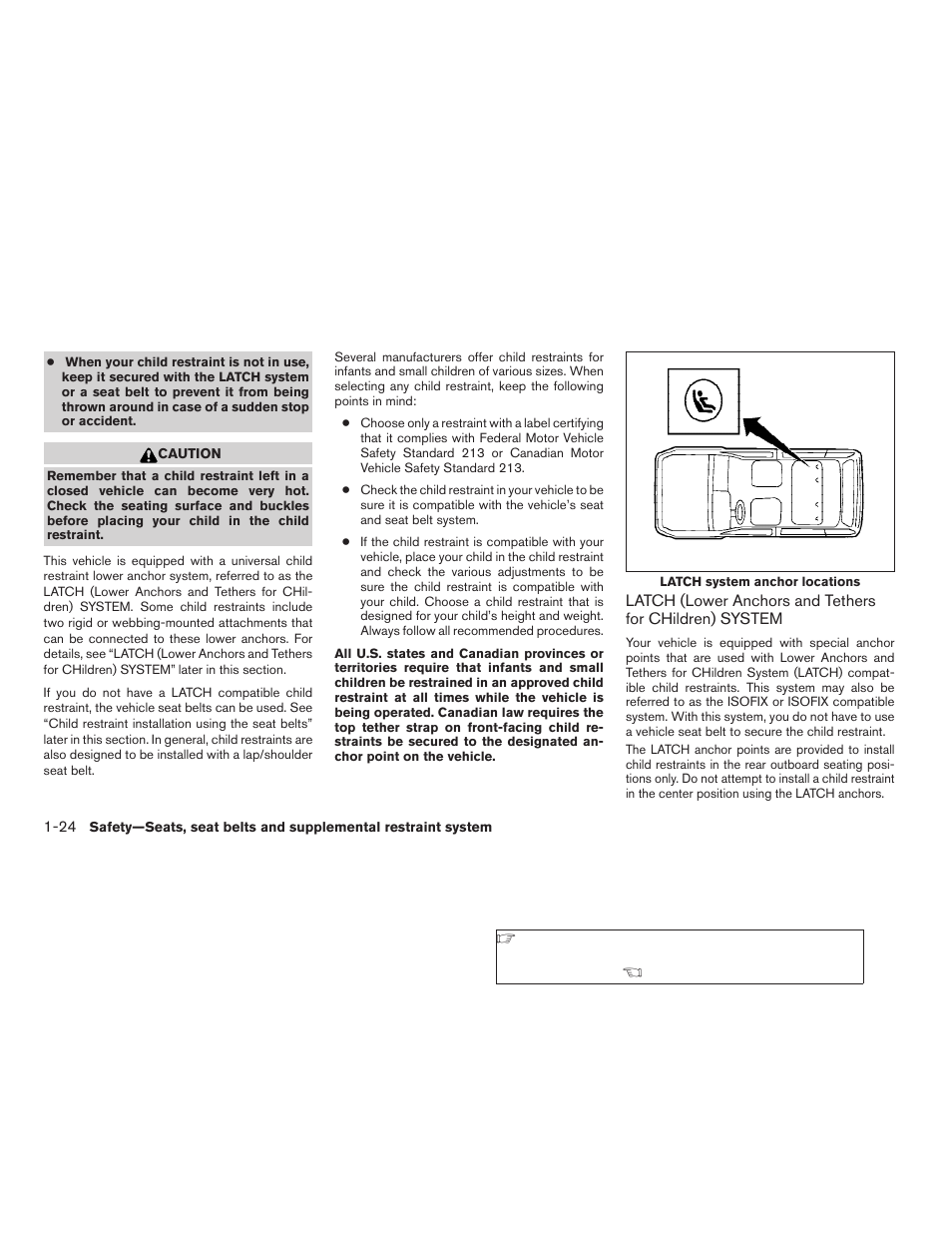 Latch (lower anchors and tethers for, Children) system -24 | NISSAN 2009 Xterra User Manual | Page 40 / 336