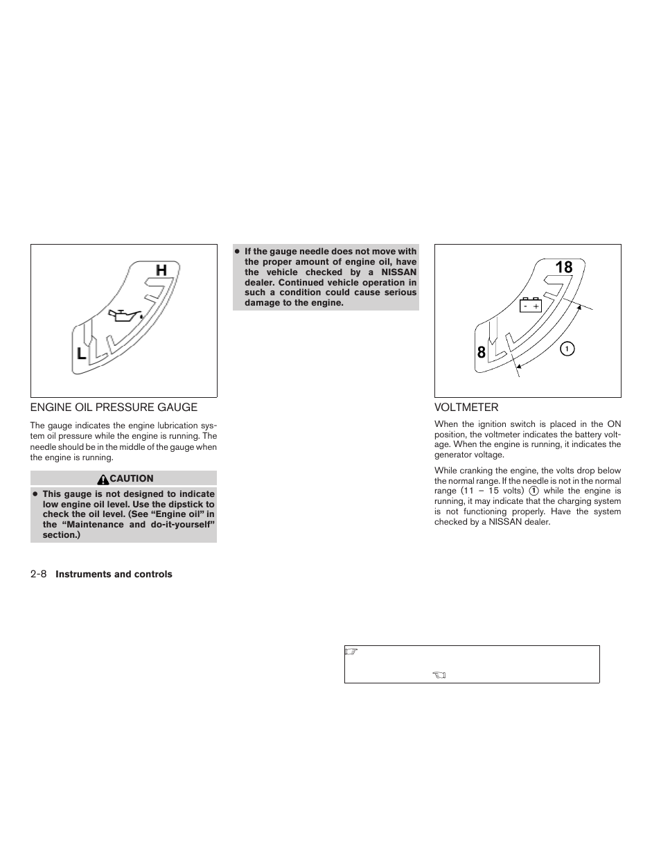 Engine oil pressure gauge -8 voltmeter -8 | NISSAN 2009 Xterra User Manual | Page 84 / 336