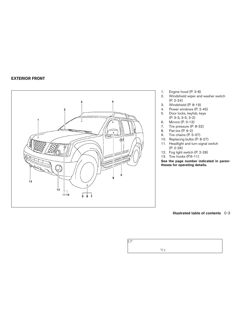Exterior front -3 | NISSAN 2009 Xterra User Manual | Page 9 / 336