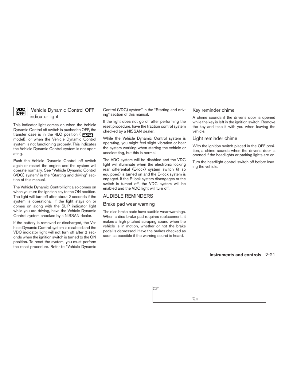 Audible reminders -21 | NISSAN 2009 Xterra User Manual | Page 97 / 336